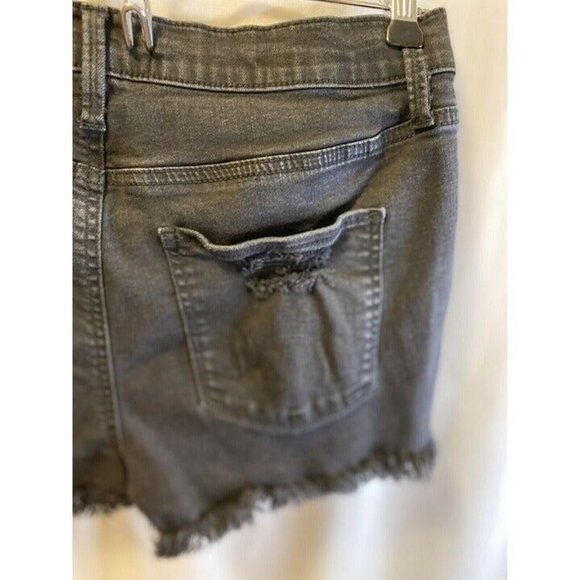 Mudd FLX Booty Shorty Shorts Women 9 28X2 High-Rise Black Distressed - Picture 9 of 10